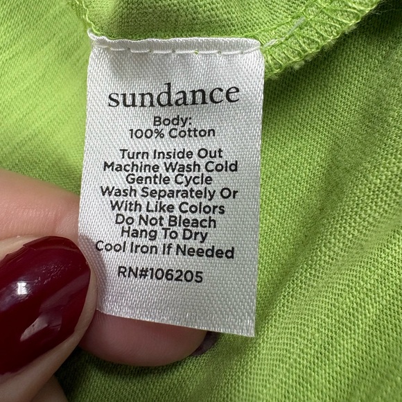 Sundance Womens Short Sleeve Cotton Top Size XL Green Lightweight Normcore Flowy - Picture 8 of 8